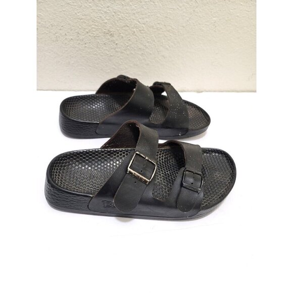 Birkenstock Style Black Double Strap Slide Sandals With Buckles Size 41 - Picture 2 of 15